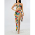 Sexy Women′s Dress Standard Size Sling Print Beach Club Two-Piece Suit